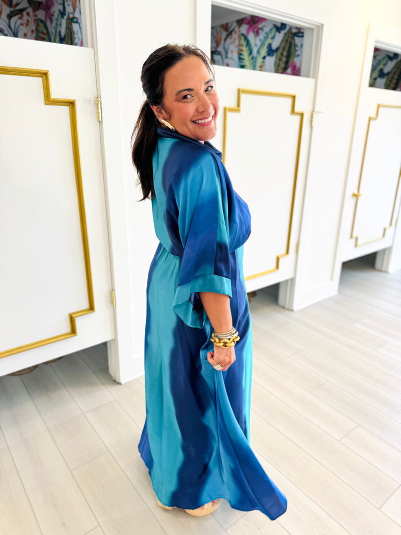 Classic Kimono Maxi in Blue Ombré