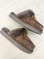 Davos Sherpa Slip On Mule - Chocolate
