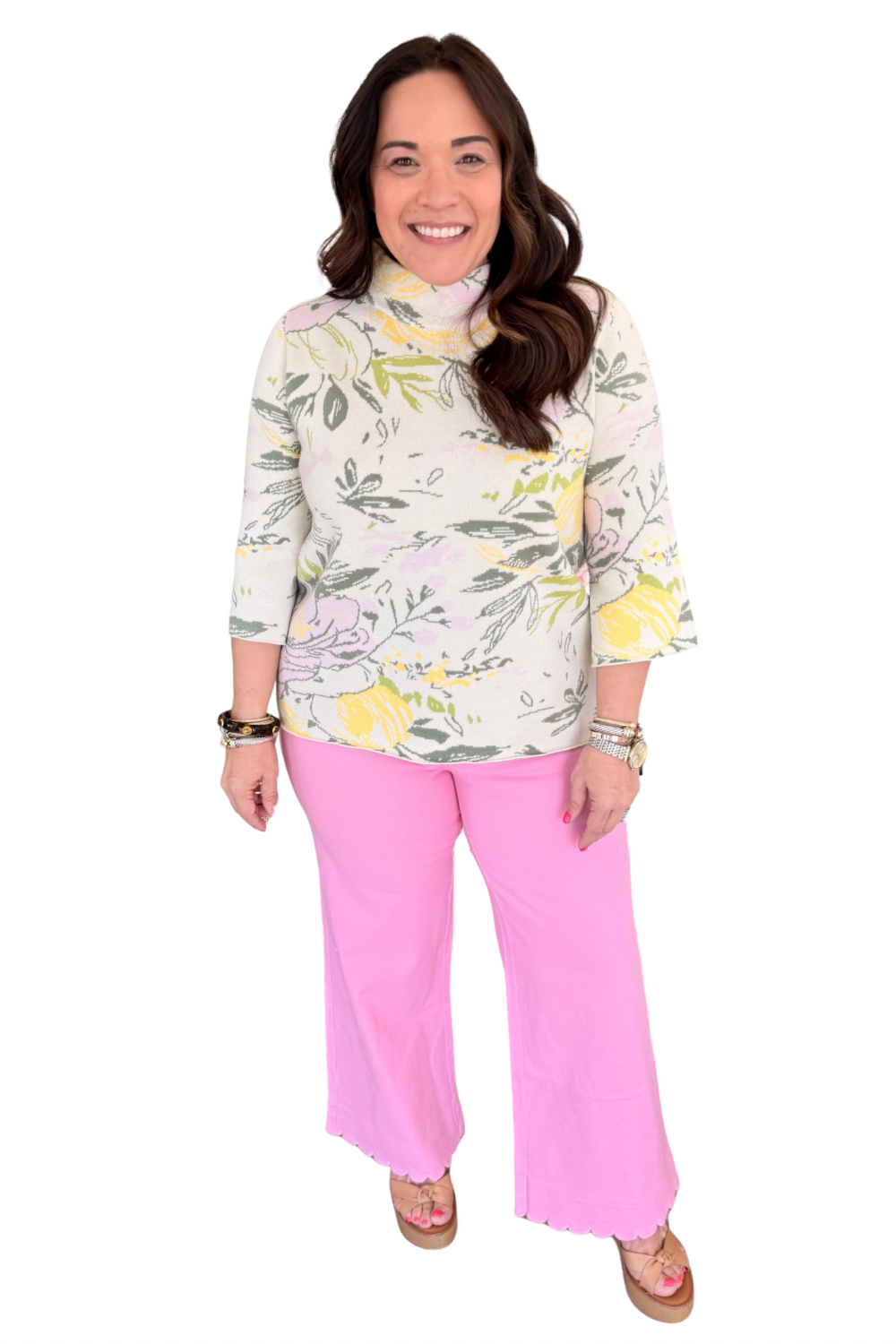 Morgan Mock Neck Sweater in Pastel Florals