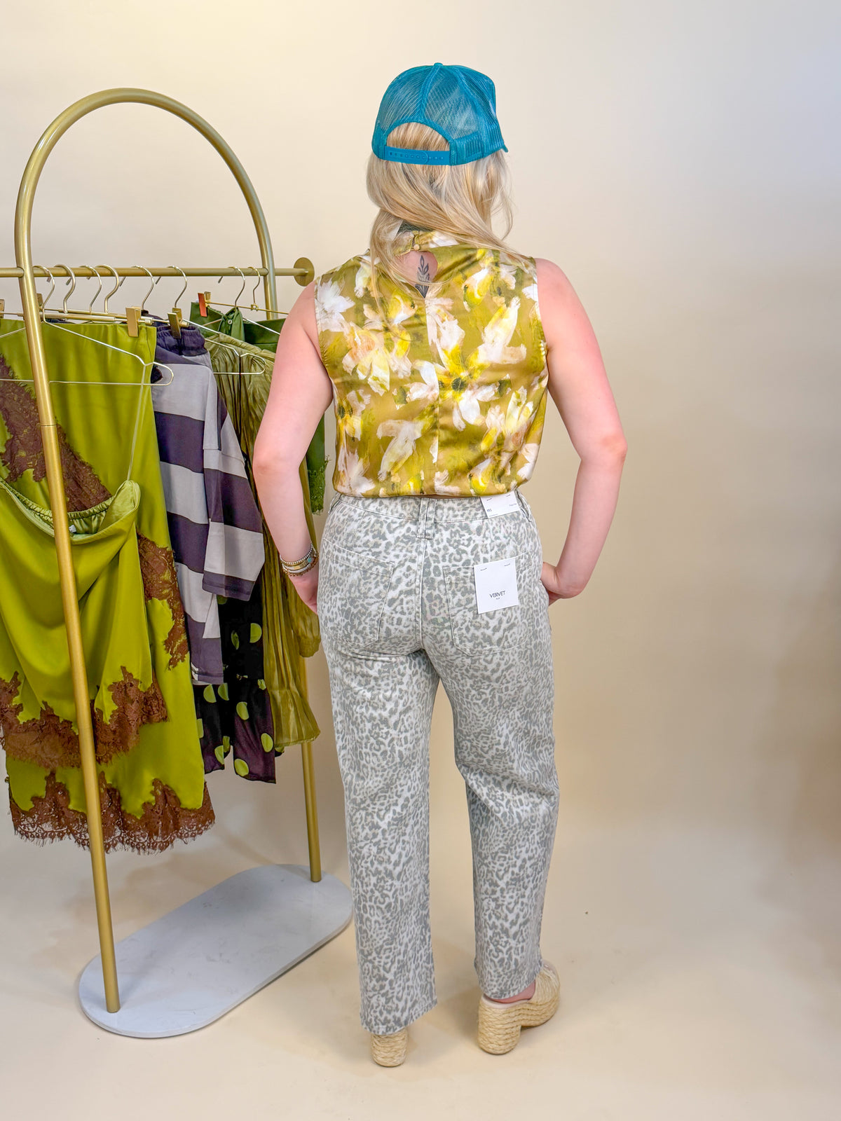 Sally Silky Florals Top in Olive