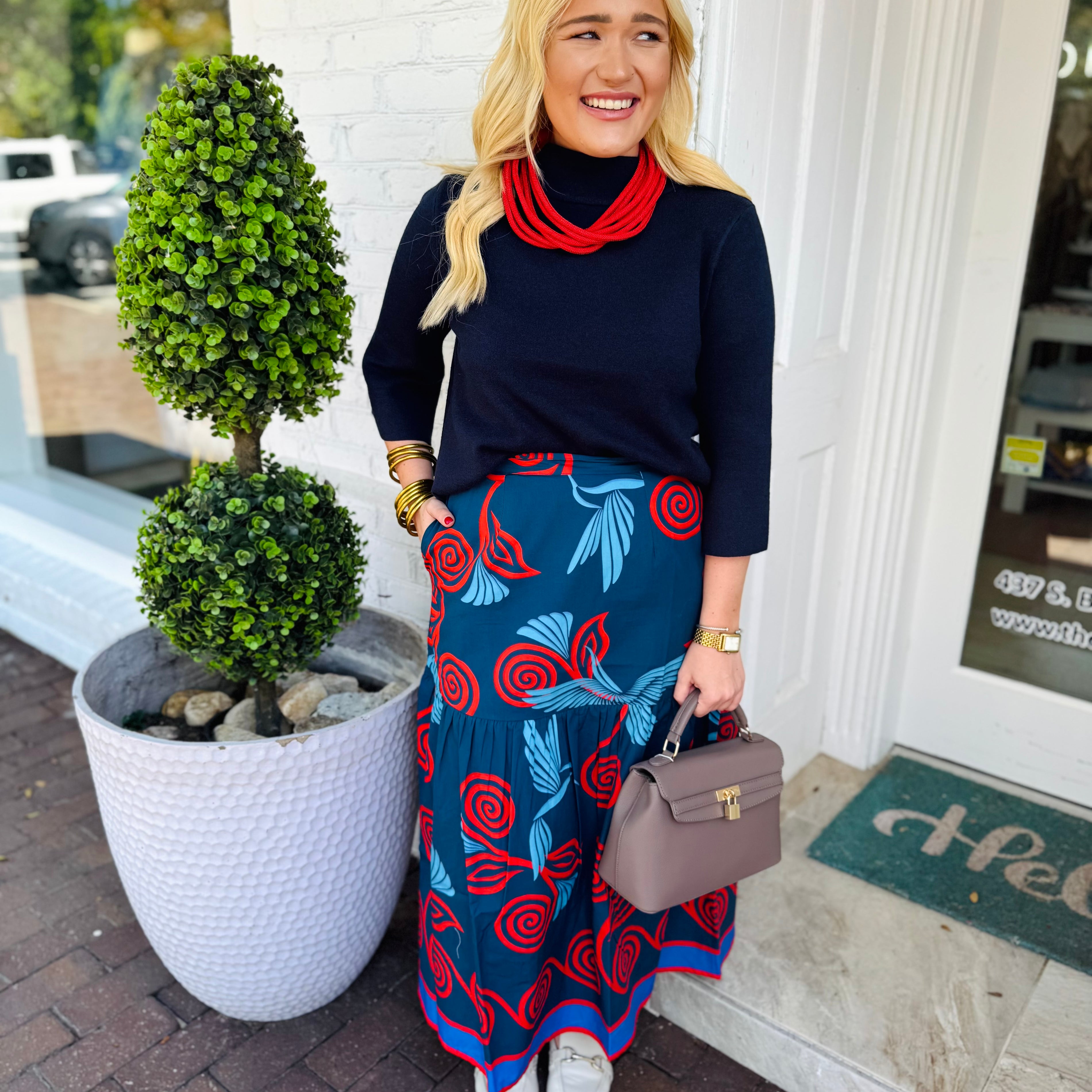 Ada Skirt Indigo Feathers | MAUDE