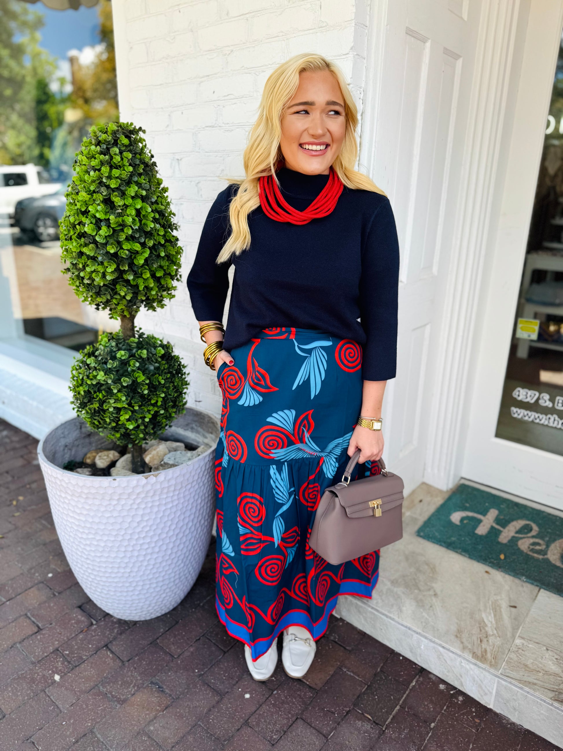 Ada Skirt Indigo Feathers | MAUDE