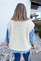 Oversized Faux Fur Vest in Sand Beige