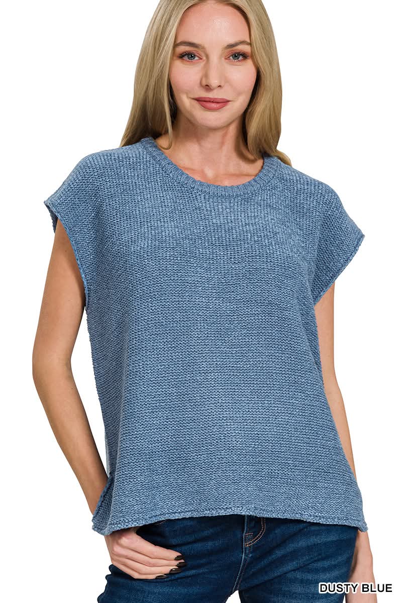 Simply Easy Knit Top in Dusty Blue| BOMB BASIC