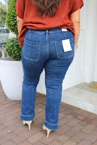High Rise Patch Pocket Ankle Flare Jeans Vervet