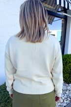 Fish Knit Crewneck Sweater in Sand/Taupe
