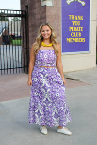 Walk The Plank Purple Printed Skirt Set