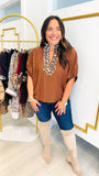 Lined in Leopard Top in Caramel