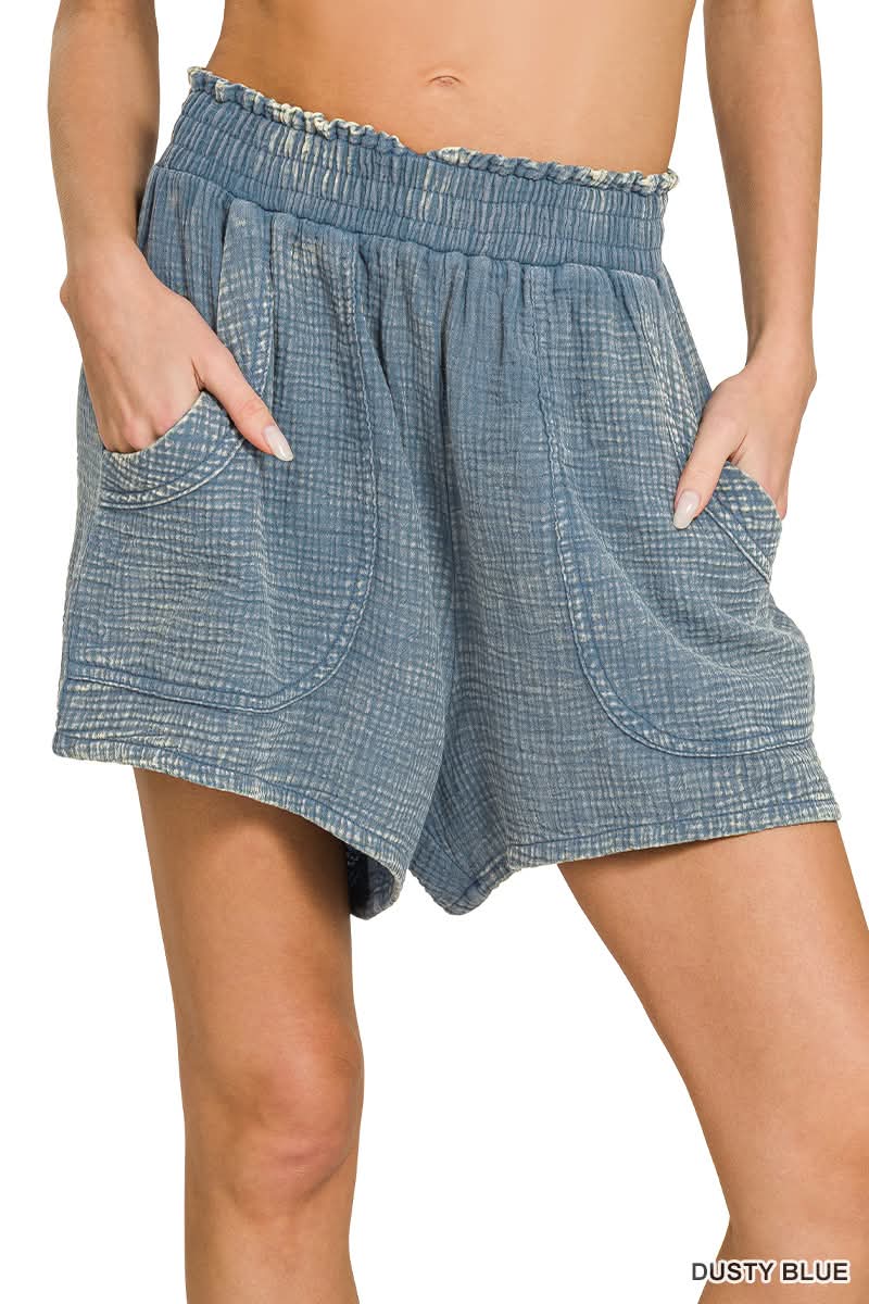 Lounge Away Shorts in Dusty Blue | BOMB BASIC