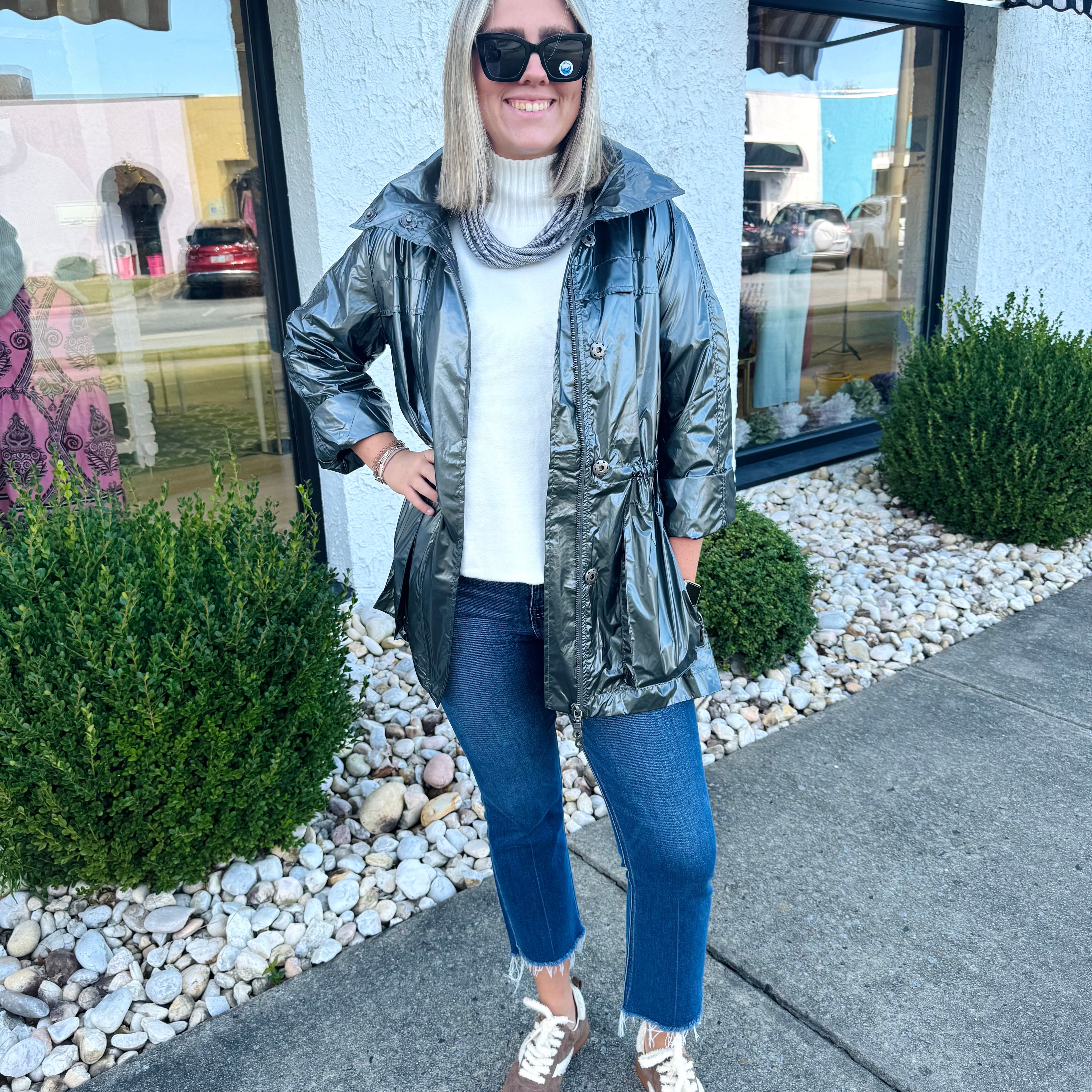 Charcoal Metallic Rain Jacket | ANORAK