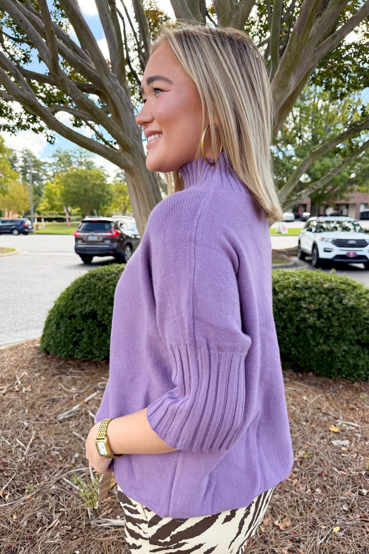 Everyday Mock Neck Sweater in Lavender