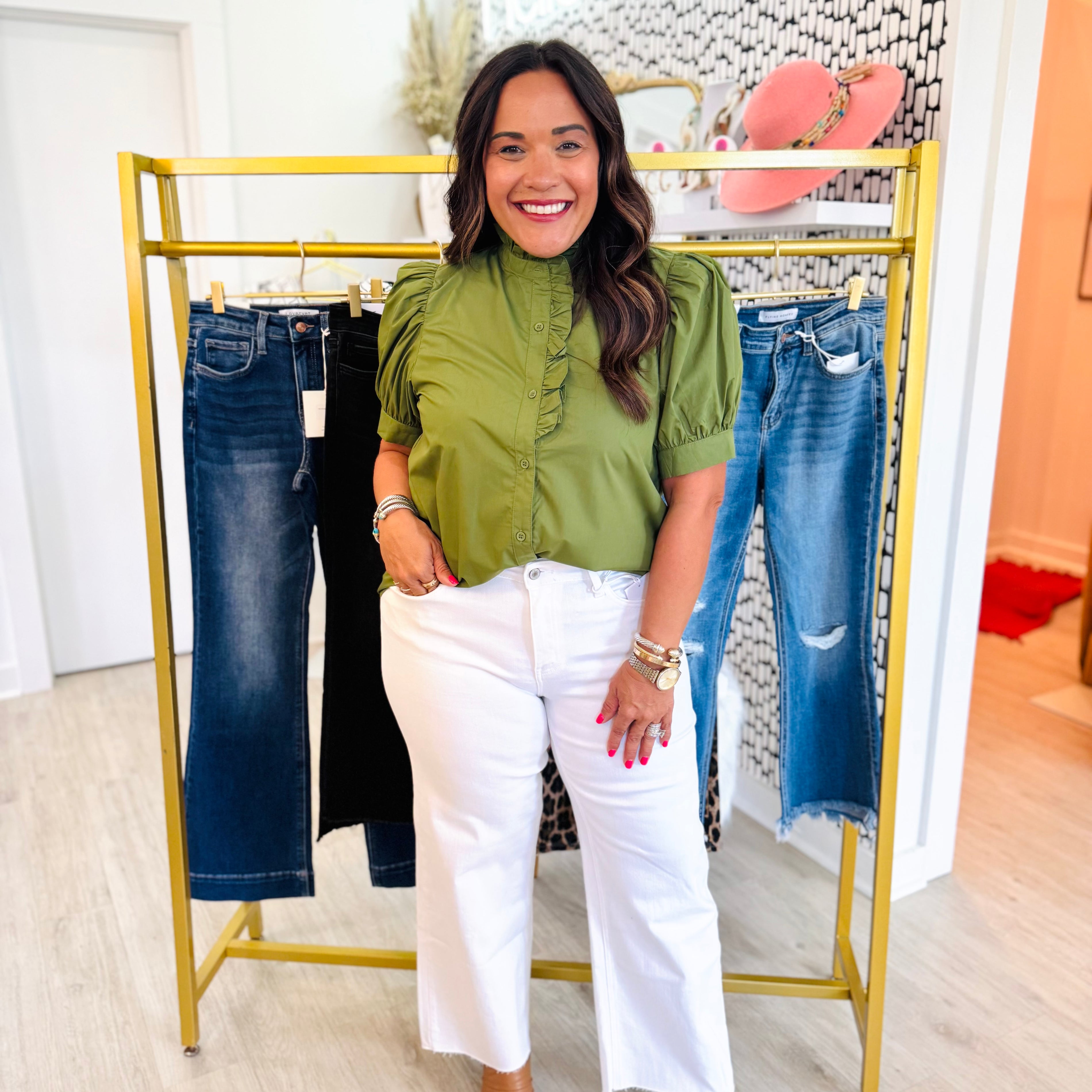 Olivia HR Wide Leg Optic White Denim by Vervet
