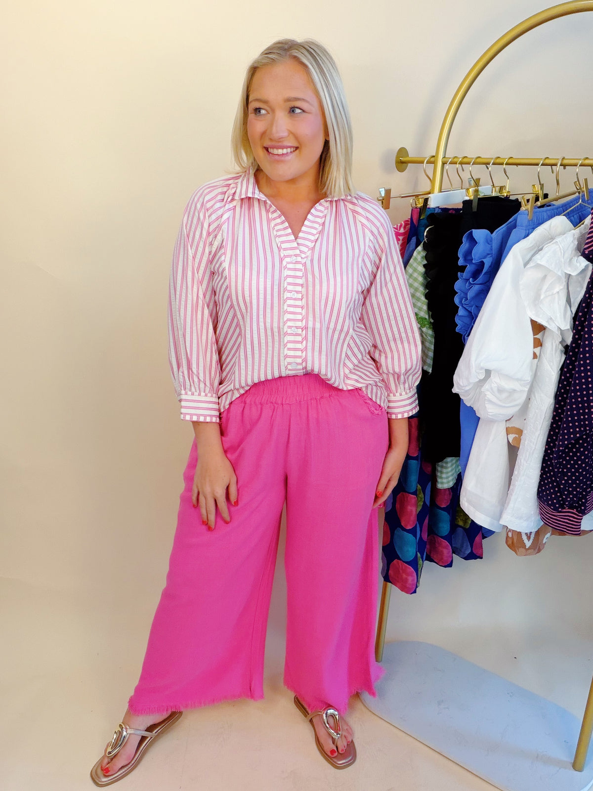 Coast to Coast Striped Top in Pink