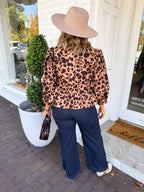 Animal Kingdom Peplum Top - Brown Leopard