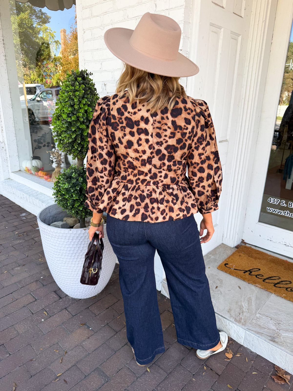 Animal Kingdom Peplum Top - Brown Leopard