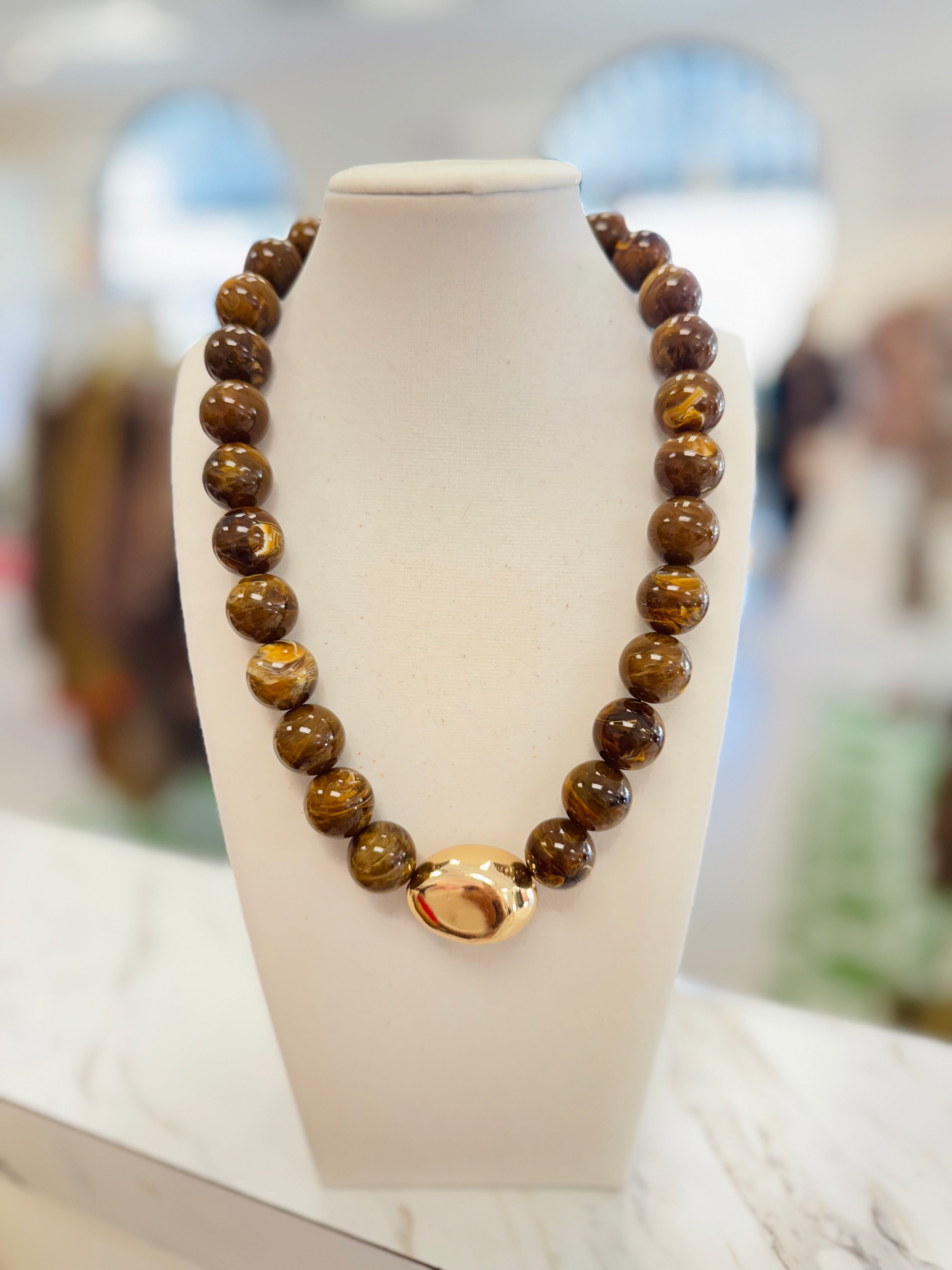 Moment in Time Marble Stone Ball Necklace (4 Colors)