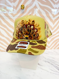 Feather Trucker Hat - Olive Camo (4 Options)