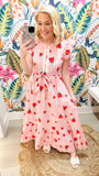 Stripe Poppy Ruffle Sleeve Maxi Dress | KARLIE