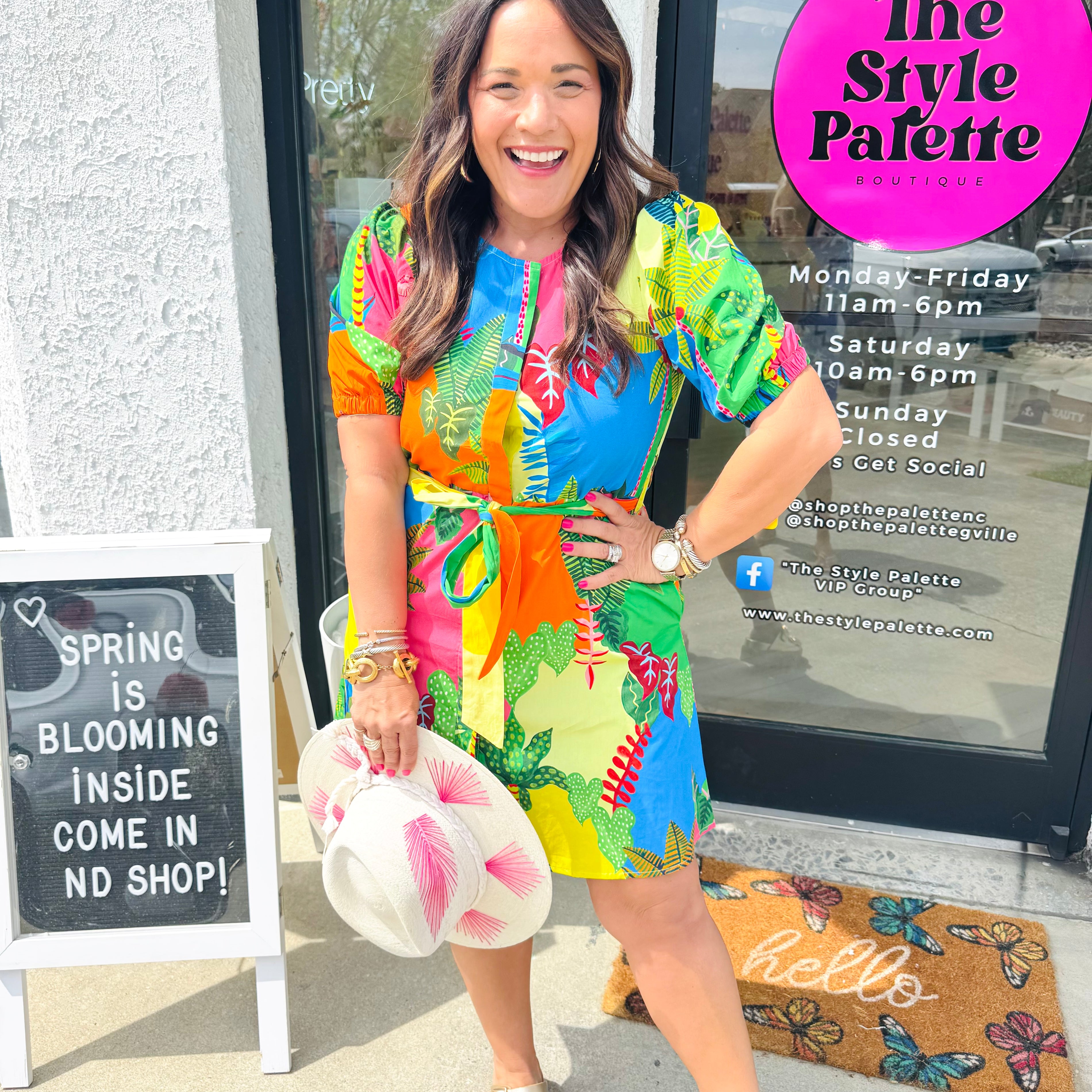 Skyla Dress in Tropical Patchwork | MAUDE