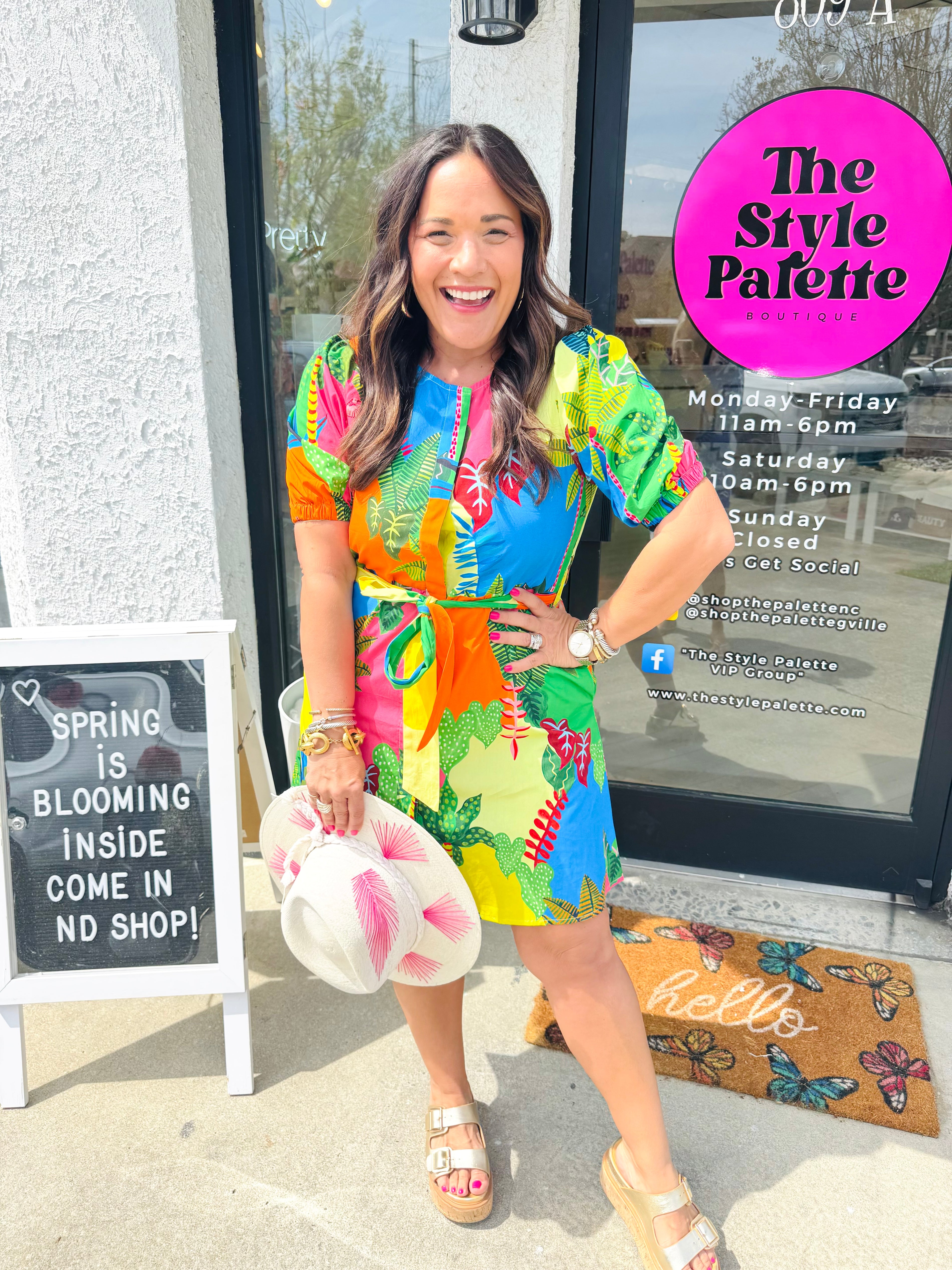 Skyla Dress in Tropical Patchwork | MAUDE
