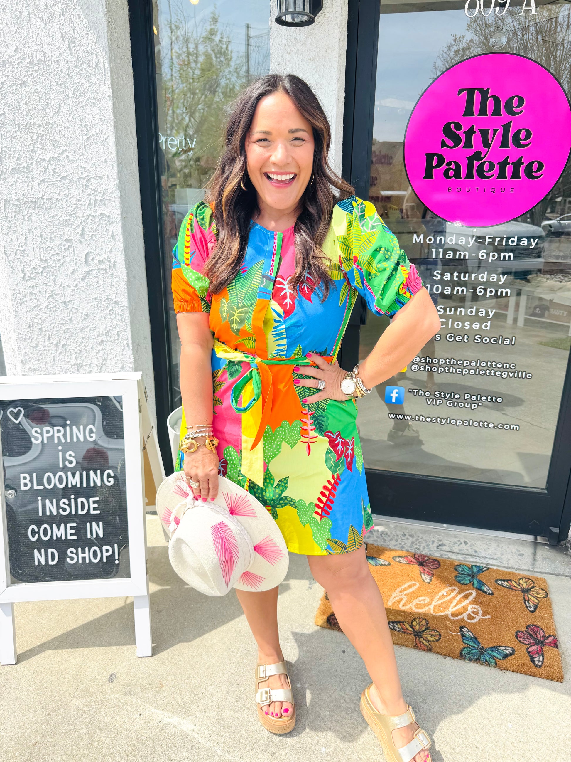 Skyla Dress in Tropical Patchwork | MAUDE