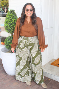 Easy Essential Button Down Puff Sleeve Top in Almond