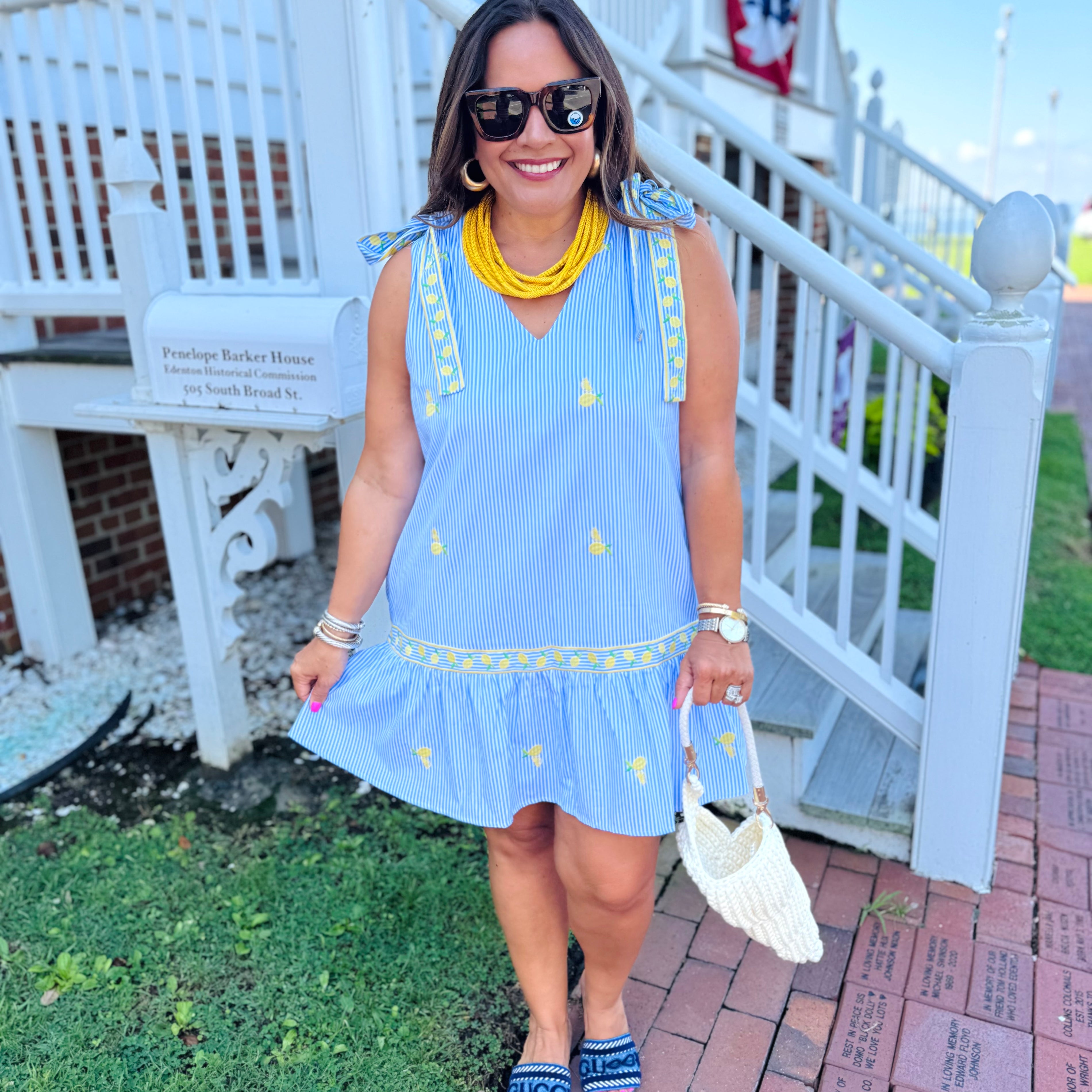 For Love of Lemons Embroidered Dress