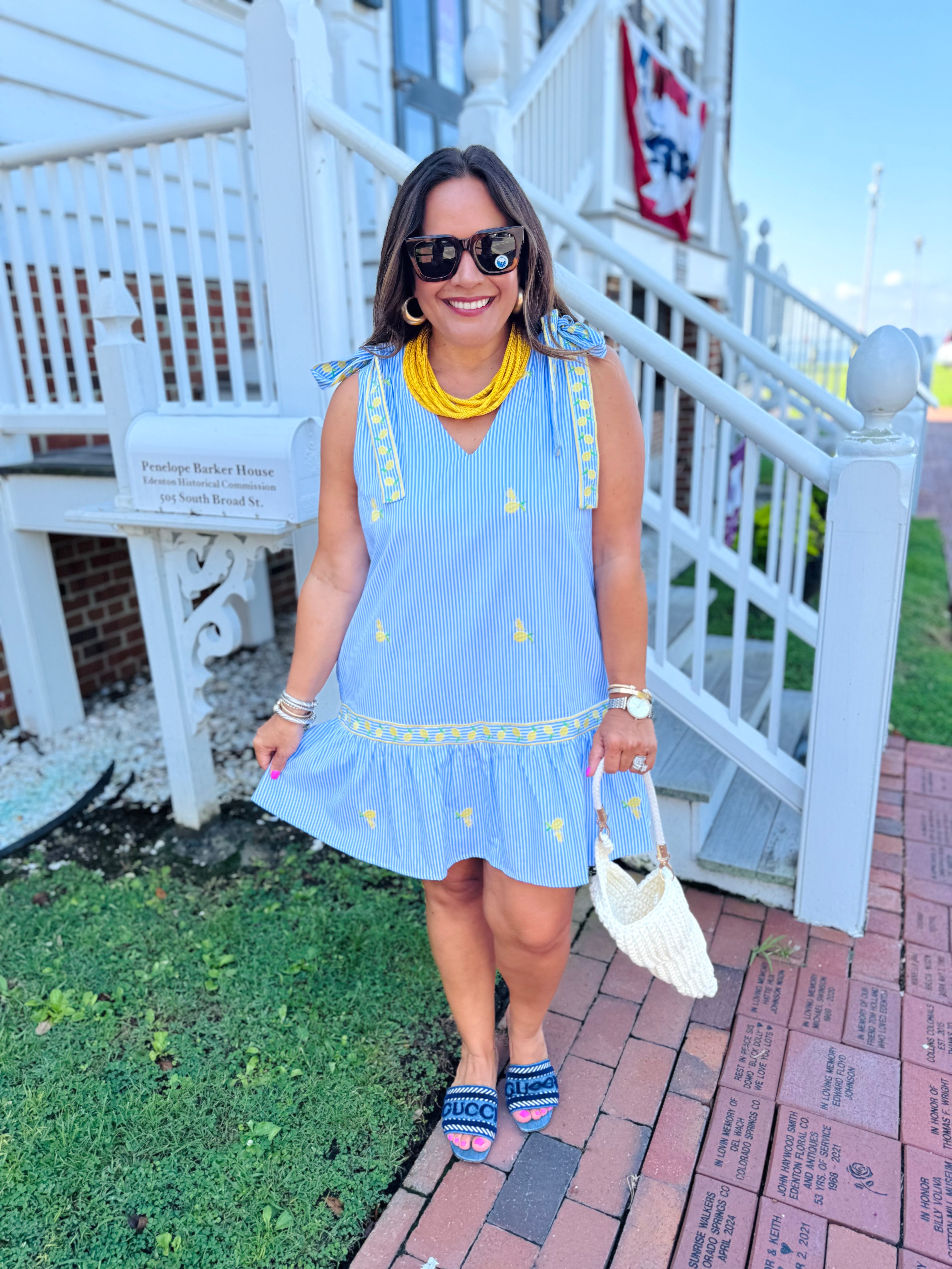For Love of Lemons Embroidered Dress