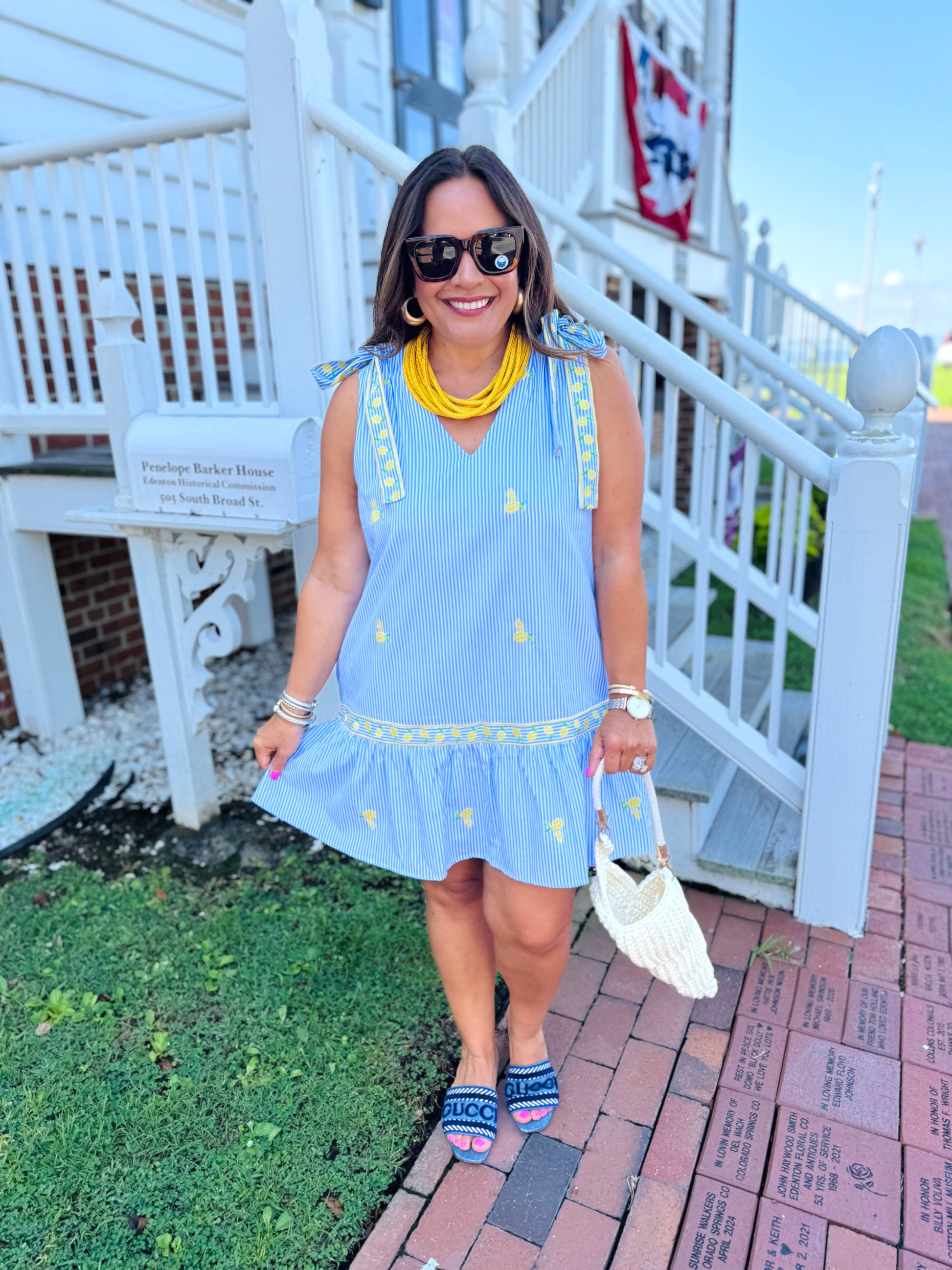 For Love of Lemons Embroidered Dress