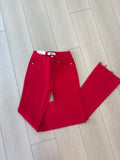 Ruby Red Crop Flare Denim by Mica