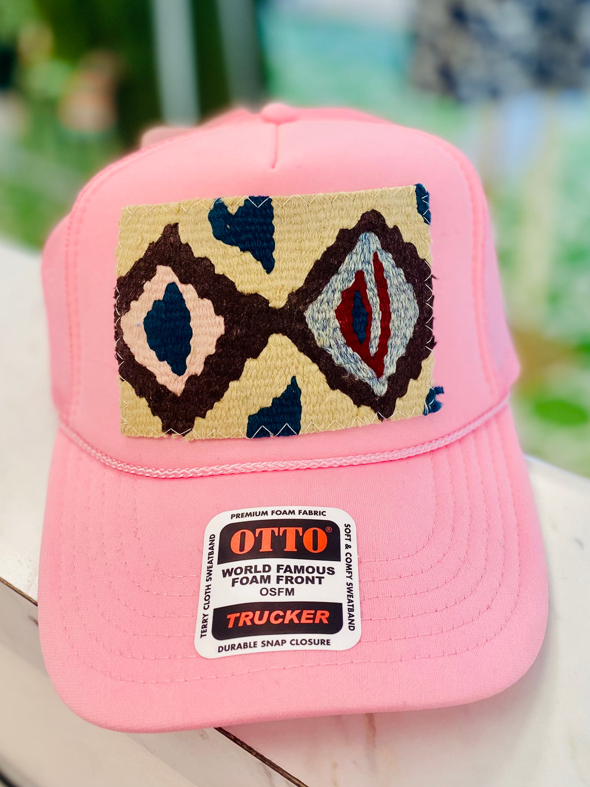 ORIJINAL Trucker Hat in Pink- Jade/Tan/Brown Patch