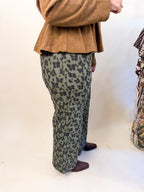 Animal Print Wide Leg Denim in Olive