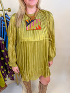 Martini Please Olive Pleated Mini Dress