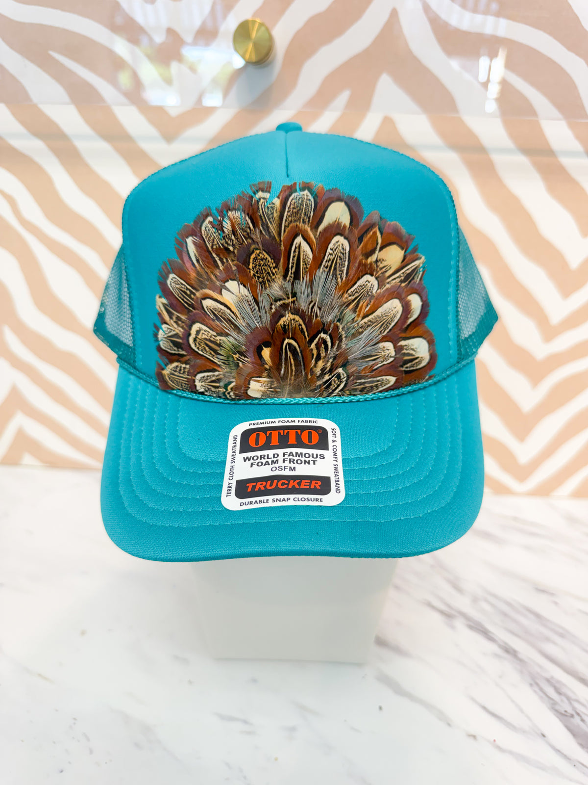 Feather Trucker Hat - Turquoise (4 Options)