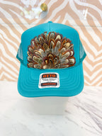 Feather Trucker Hat - Turquoise (4 Options)
