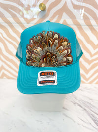 Feather Trucker Hat - Turquoise (4 Options)