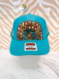 Feather Trucker Hat - Turquoise (4 Options)