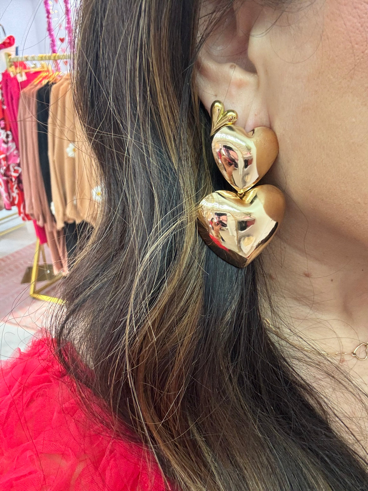 Puffy Double Heart Earrings