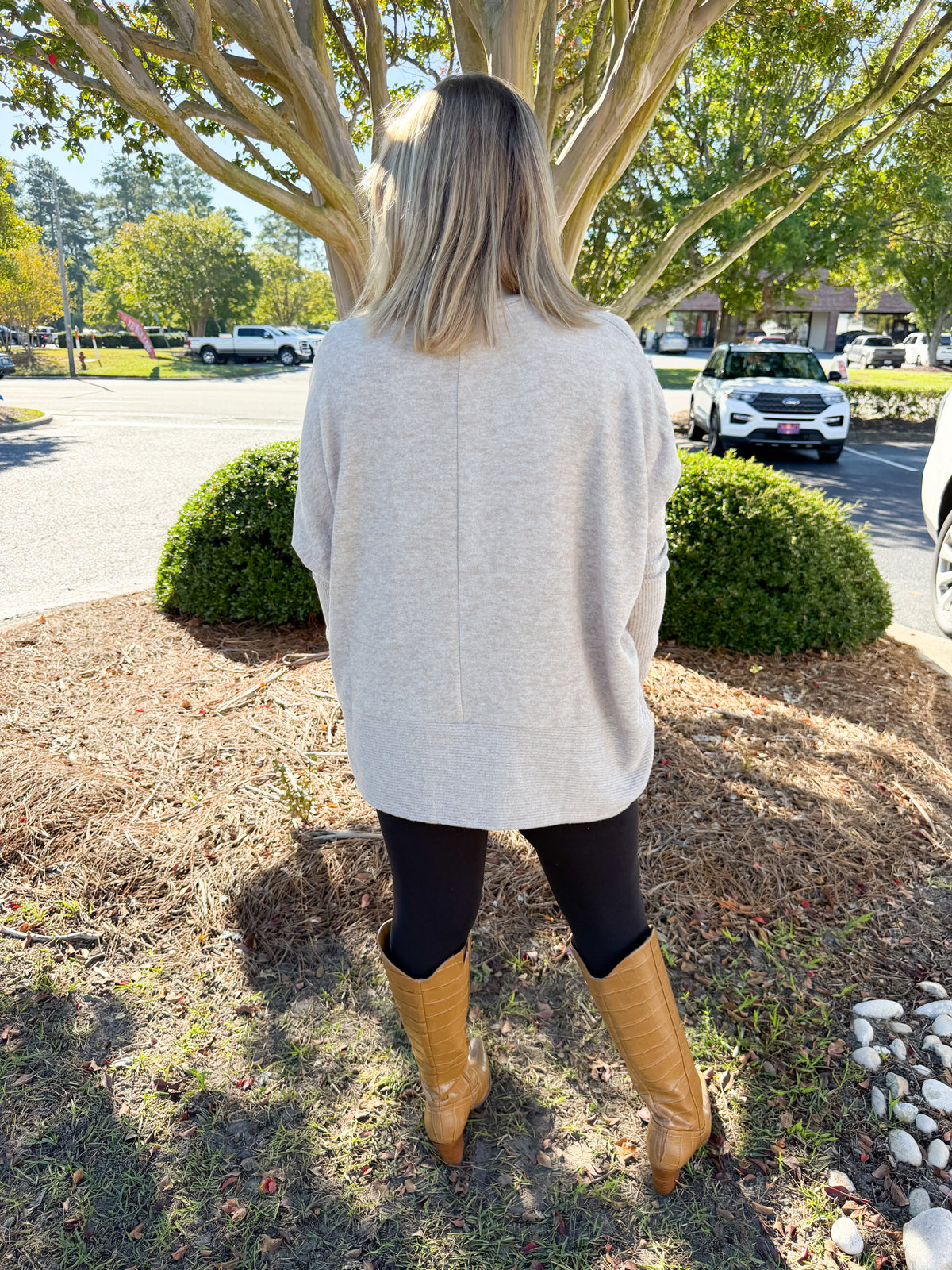 Oversized Balloon Sleeve Turtleneck Sweater in Heather Mocha