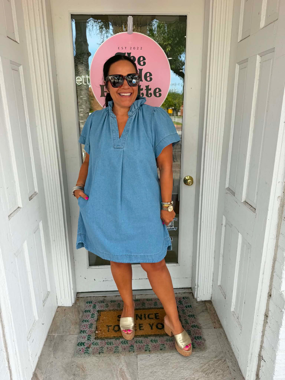 Dale Denim Puff Sleeve Dress