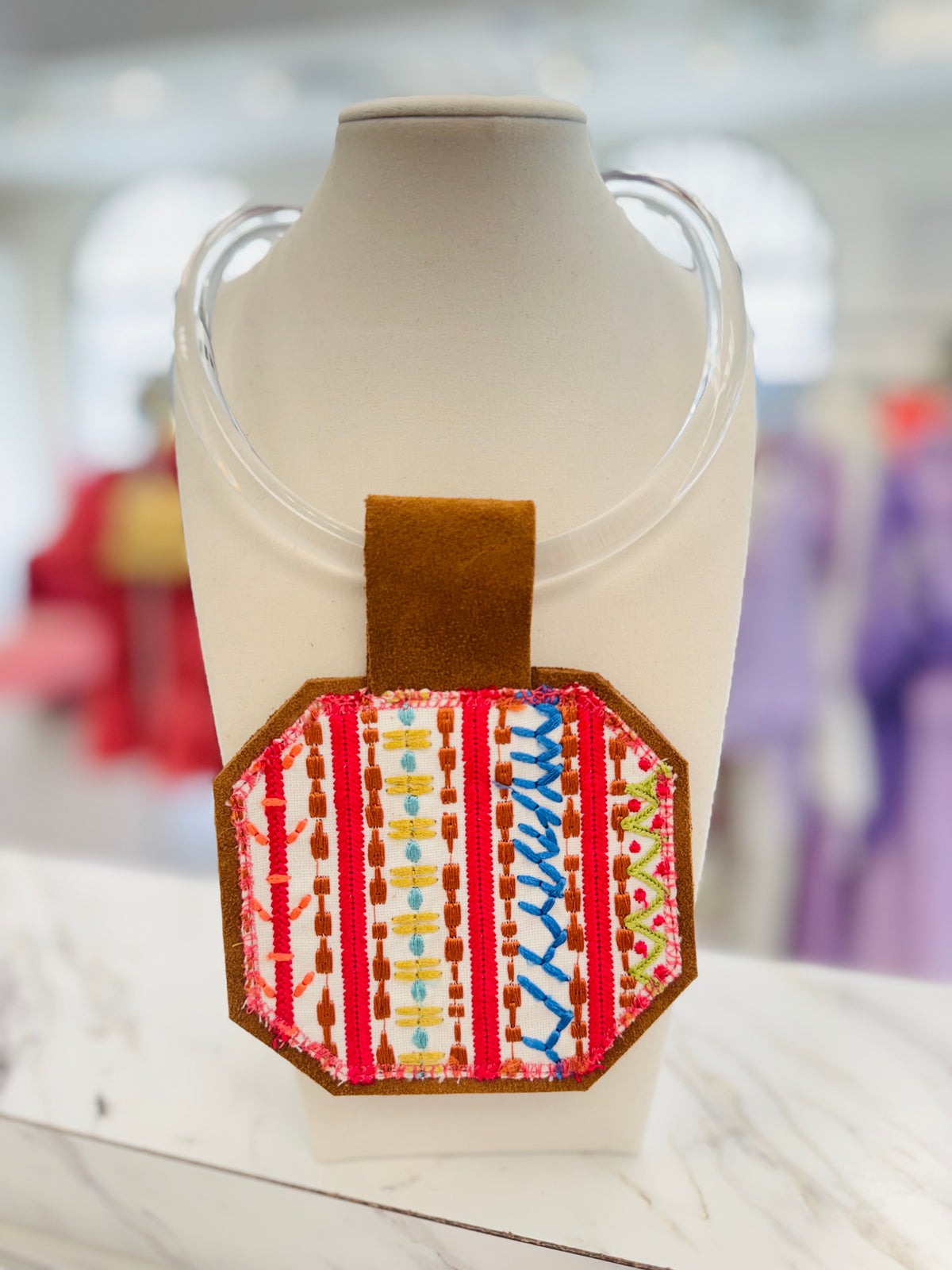 ORIJINAL Clear Acrylic Pendant Necklace - Small Rainbow Patch