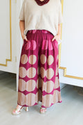 Dot Flowy Pants in Burgundy
