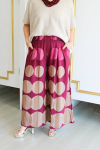 Dot Flowy Pants in Burgundy
