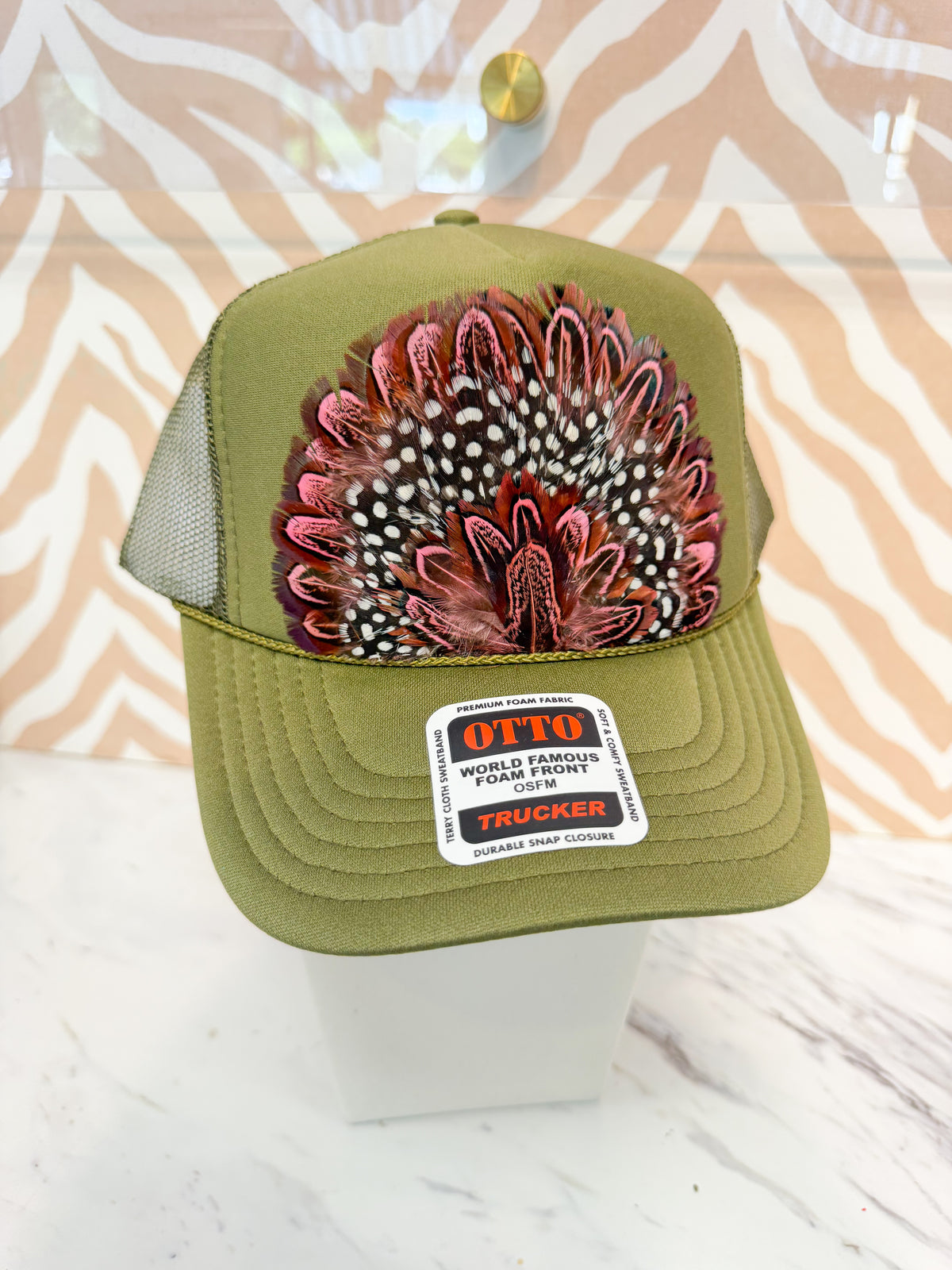Feather Trucker Hat - Olive (3 Options)