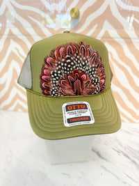 Feather Trucker Hat - Olive (3 Options)