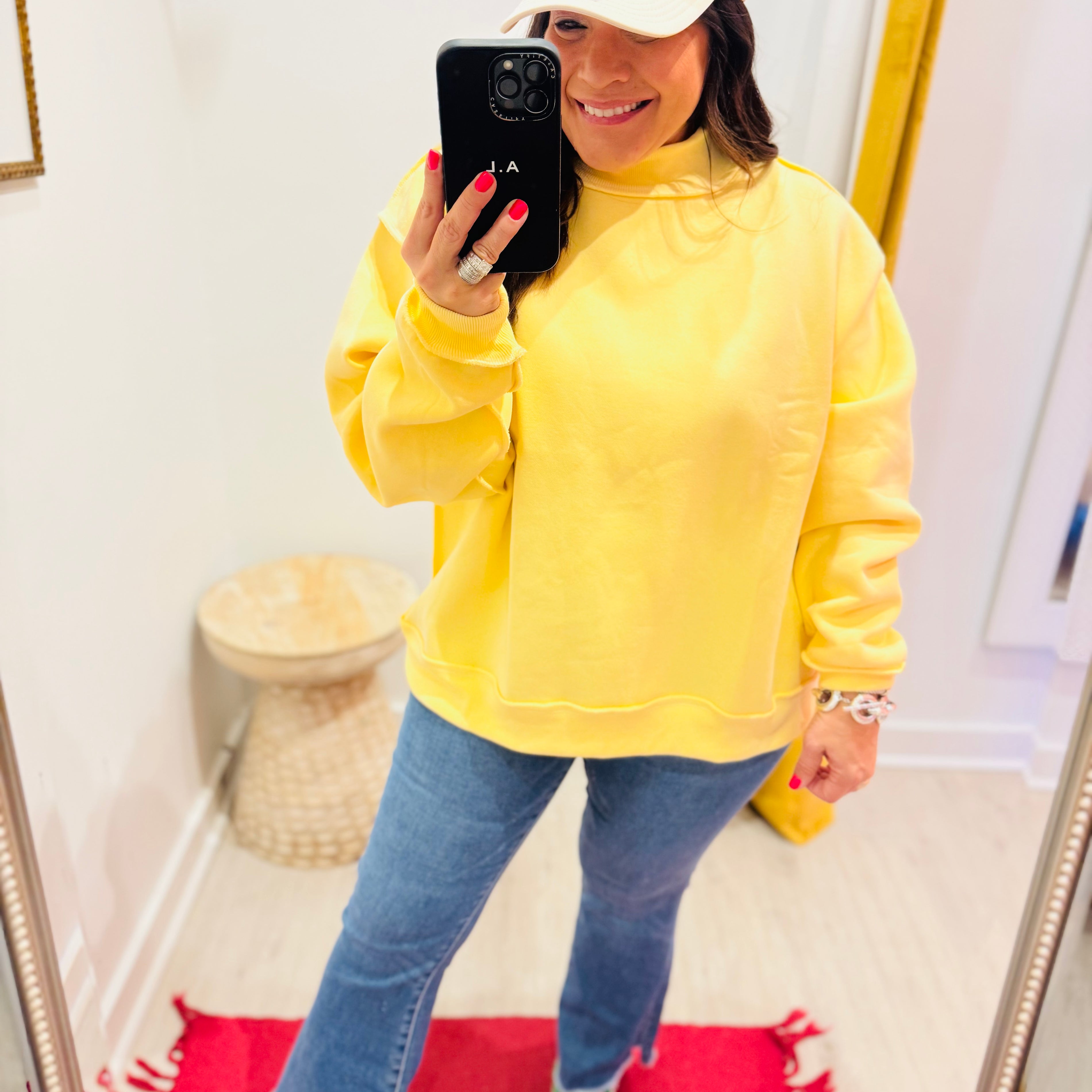 Solid MockNeck Sweatshirt