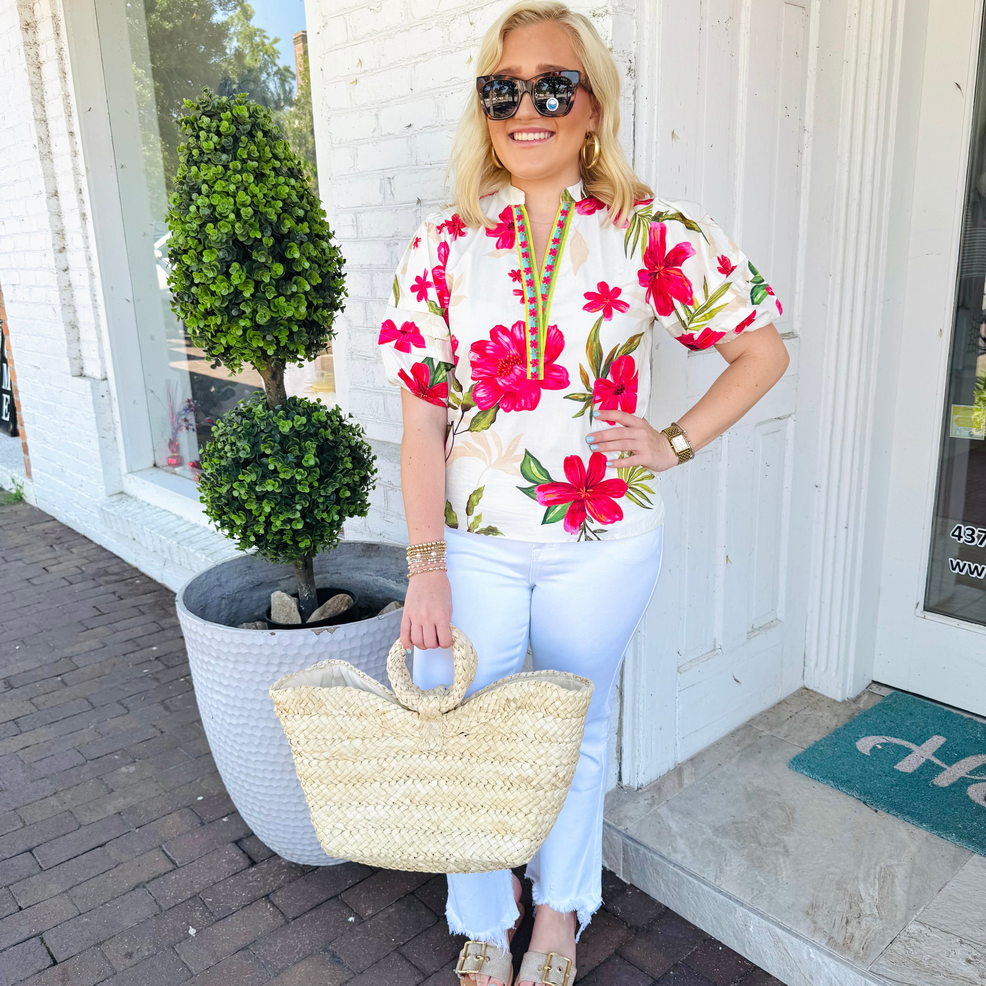 Raya Top in Summer Blooms | MAUDE