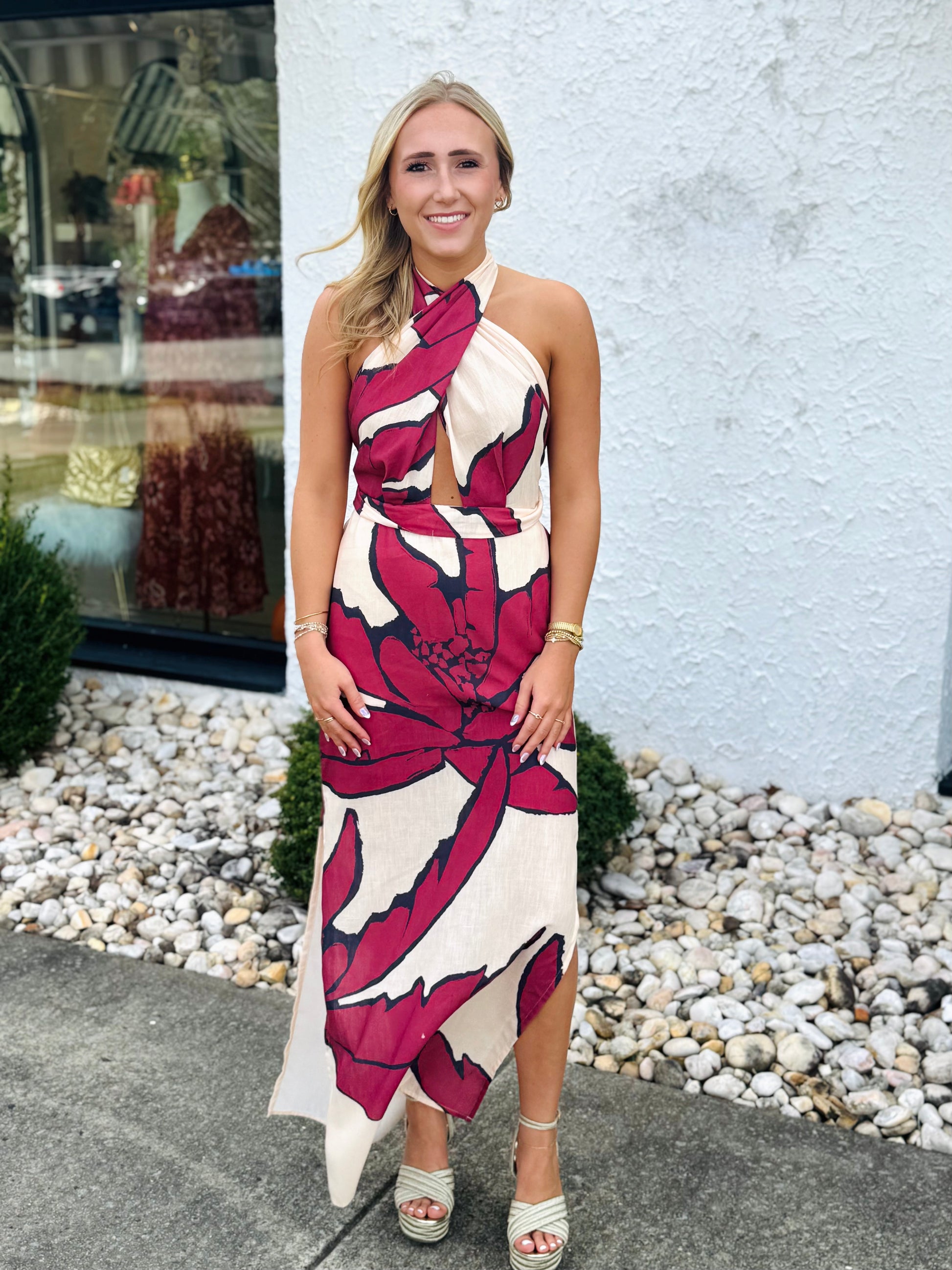 Somewhere Exotic Halter Maxi