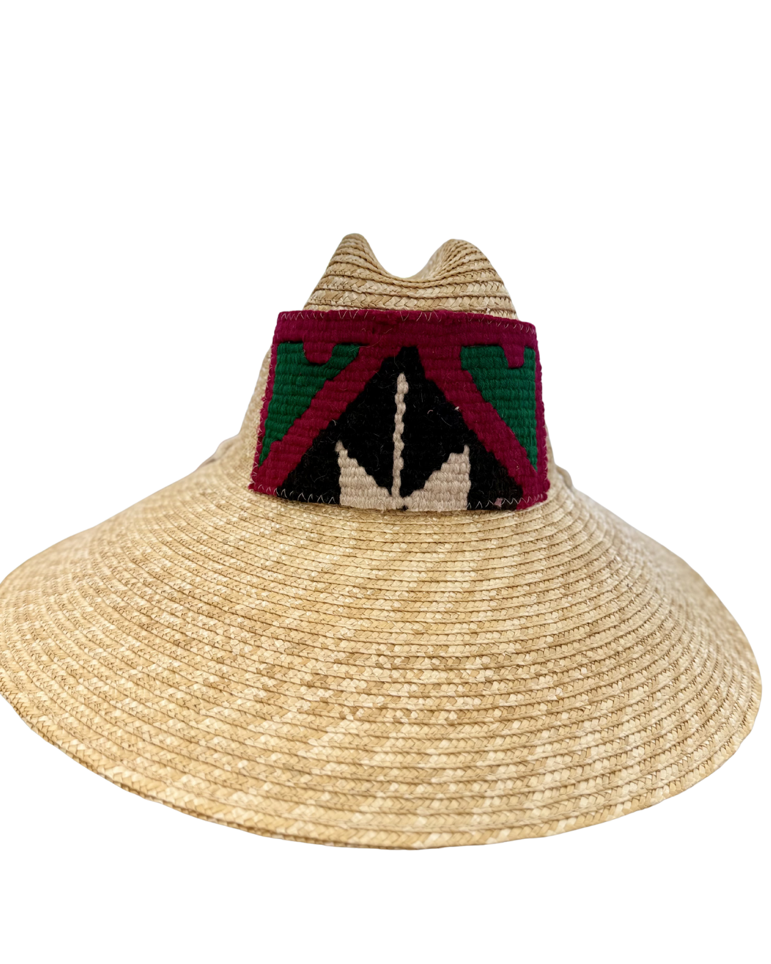 Straw Hat - Pink, Black, Green Patch | ORIJINAL
