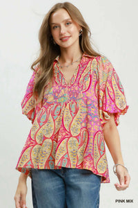Splash of Color Top in Pink Mix